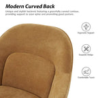 Chaise de bureau pivotante à dossier incurvé avec piètement en métal et roulettes, Gris / Moutarde / Beige, Style moderne, 1 personne