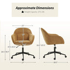 Chaise de bureau pivotante à dossier incurvé avec piètement en métal et roulettes, Gris / Moutarde / Beige, Style moderne, 1 personne