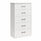 Commode haute à 5 tiroirs avec système d'assemblage emboîtable, chêne blanc / chêne blond / chêne noir, style grain de bois classique