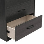 Commode haute à 5 tiroirs avec système d'assemblage emboîtable, chêne blanc / chêne blond / chêne noir, style grain de bois classique
