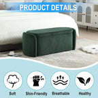 Banc ottoman de rangement en velours côtelé, orange / beige / gris clair / bleu marine / émeraude / noir, charnière de sécurité, 1 à 3 personnes