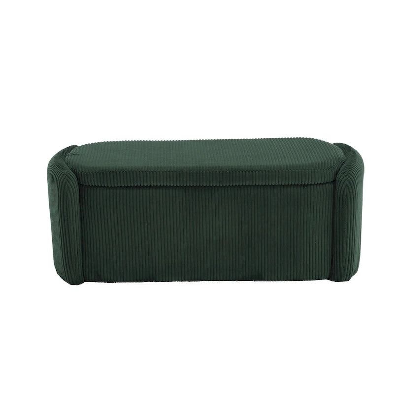 Banc ottoman de rangement en velours côtelé, orange / beige / gris clair / bleu marine / émeraude / noir, charnière de sécurité, 1 à 3 personnes
