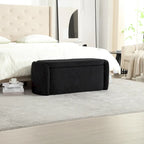 Banc ottoman de rangement en velours côtelé, orange / beige / gris clair / bleu marine / émeraude / noir, charnière de sécurité, 1 à 3 personnes
