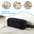 Banc ottoman de rangement en velours côtelé, orange / beige / gris clair / bleu marine / émeraude / noir, charnière de sécurité, 1 à 3 personnes