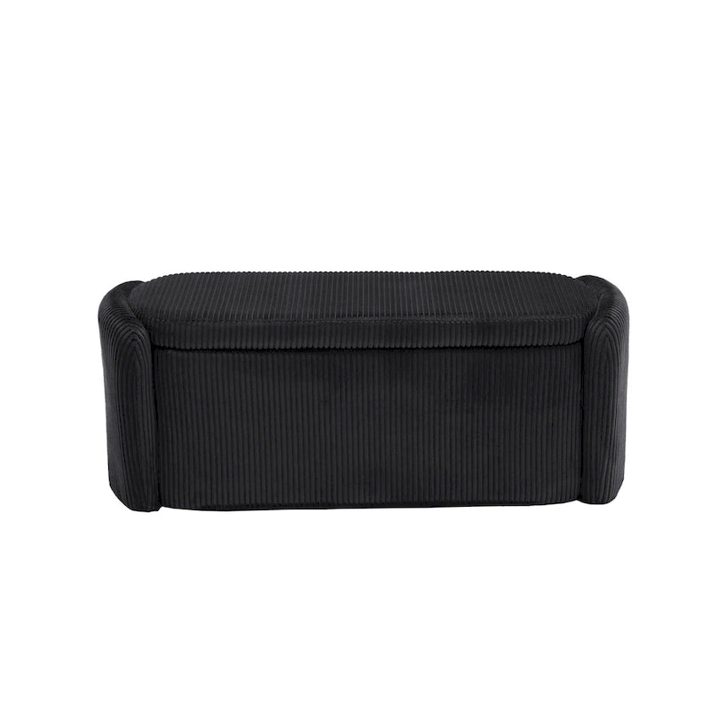 Banc ottoman de rangement en velours côtelé, orange / beige / gris clair / bleu marine / émeraude / noir, charnière de sécurité, 1 à 3 personnes