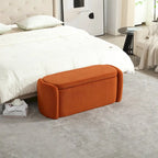 Banc ottoman de rangement en velours côtelé, orange / beige / gris clair / bleu marine / émeraude / noir, charnière de sécurité, 1 à 3 personnes