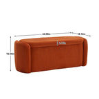 Banc ottoman de rangement en velours côtelé, orange / beige / gris clair / bleu marine / émeraude / noir, charnière de sécurité, 1 à 3 personnes