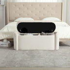 Banc ottoman de rangement en velours côtelé, orange / beige / gris clair / bleu marine / émeraude / noir, charnière de sécurité, 1 à 3 personnes