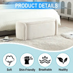 Banc ottoman de rangement en velours côtelé, orange / beige / gris clair / bleu marine / émeraude / noir, charnière de sécurité, 1 à 3 personnes