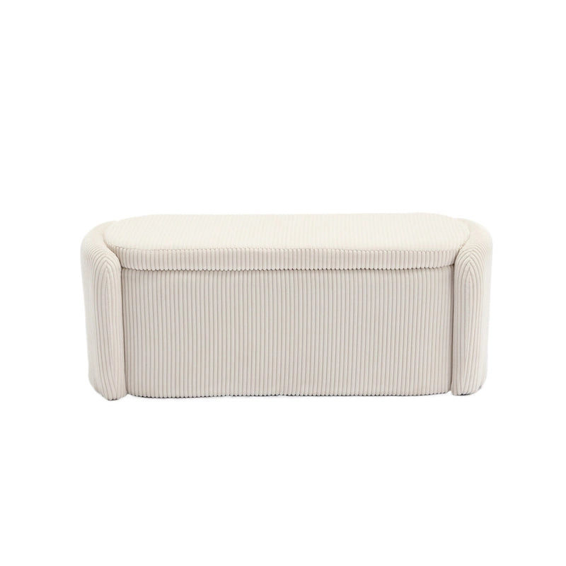 Banc ottoman de rangement en velours côtelé, orange / beige / gris clair / bleu marine / émeraude / noir, charnière de sécurité, 1 à 3 personnes
