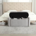 Banc ottoman de rangement en velours côtelé, orange / beige / gris clair / bleu marine / émeraude / noir, charnière de sécurité, 1 à 3 personnes