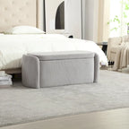 Banc ottoman de rangement en velours côtelé, orange / beige / gris clair / bleu marine / émeraude / noir, charnière de sécurité, 1 à 3 personnes