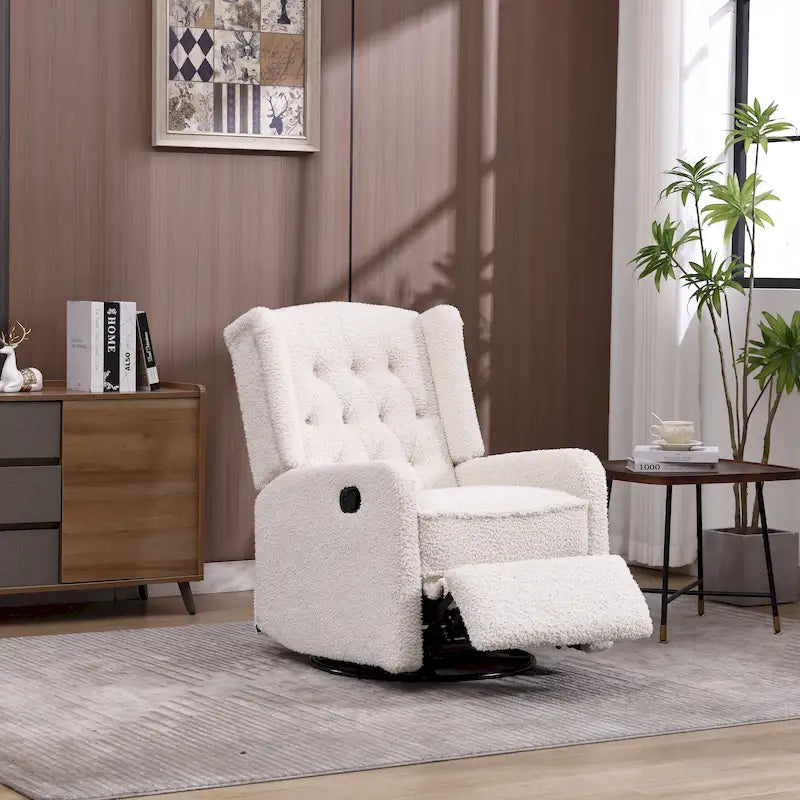 Fauteuil inclinable berçant pivotant à 360° avec repose-pieds, gris foncé / blanc / café / vert olive / beige, 1 personne
