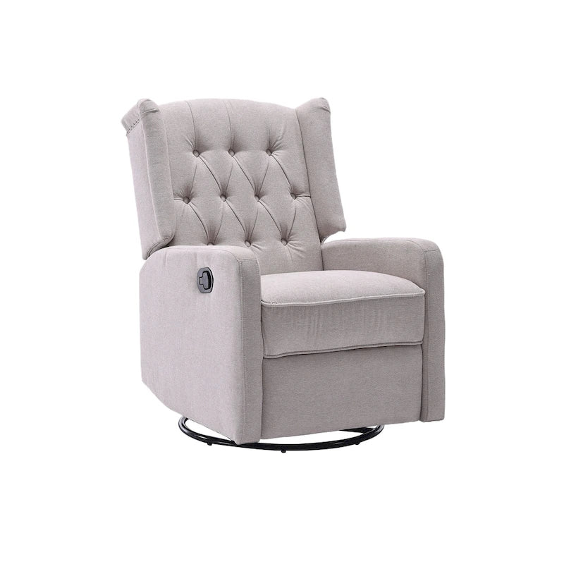 Fauteuil inclinable berçant pivotant à 360° avec repose-pieds, gris foncé / blanc / café / vert olive / beige, 1 personne