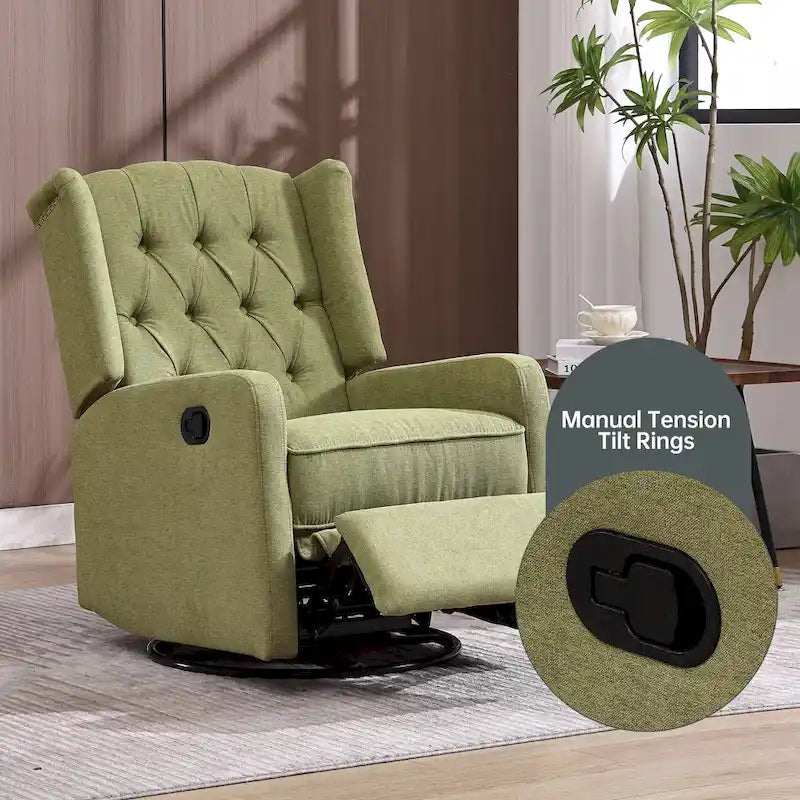 Fauteuil inclinable berçant pivotant à 360° avec repose-pieds, gris foncé / blanc / café / vert olive / beige, 1 personne