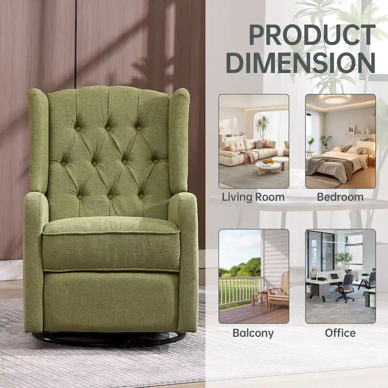 Fauteuil inclinable berçant pivotant à 360° avec repose-pieds, gris foncé / blanc / café / vert olive / beige, 1 personne