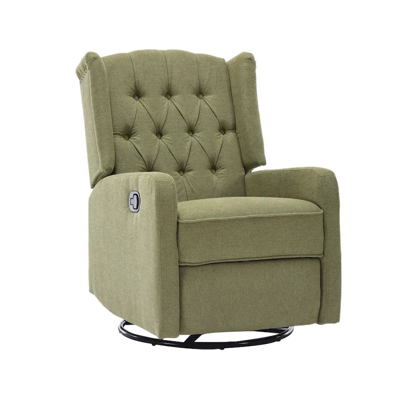 Fauteuil inclinable berçant pivotant à 360° avec repose-pieds, gris foncé / blanc / café / vert olive / beige, 1 personne