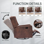 Fauteuil inclinable berçant pivotant à 360° avec repose-pieds, gris foncé / blanc / café / vert olive / beige, 1 personne