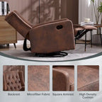 Fauteuil inclinable berçant pivotant à 360° avec repose-pieds, gris foncé / blanc / café / vert olive / beige, 1 personne