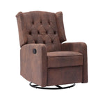Fauteuil inclinable berçant pivotant à 360° avec repose-pieds, gris foncé / blanc / café / vert olive / beige, 1 personne