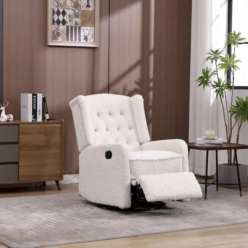 Fauteuil inclinable berçant pivotant à 360° avec repose-pieds, gris foncé / blanc / café / vert olive / beige, 1 personne