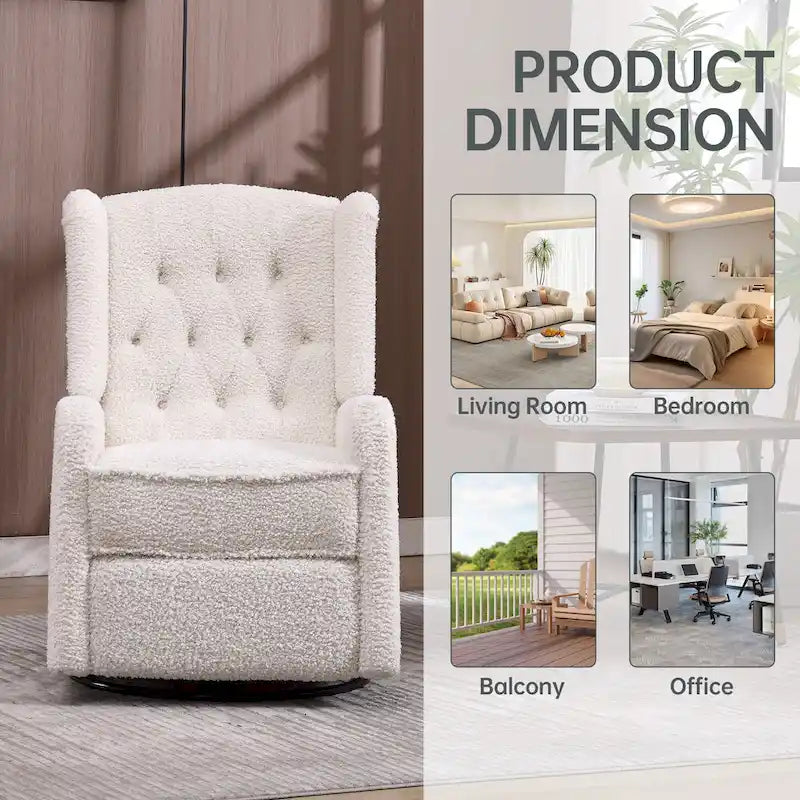 Fauteuil inclinable berçant pivotant à 360° avec repose-pieds, gris foncé / blanc / café / vert olive / beige, 1 personne