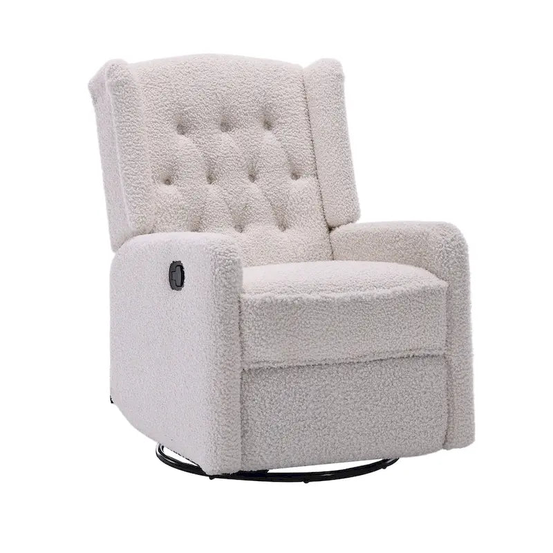 Fauteuil inclinable berçant pivotant à 360° avec repose-pieds, gris foncé / blanc / café / vert olive / beige, 1 personne