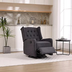 Fauteuil inclinable berçant pivotant à 360° avec repose-pieds, gris foncé / blanc / café / vert olive / beige, 1 personne