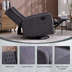 Fauteuil inclinable berçant pivotant à 360° avec repose-pieds, gris foncé / blanc / café / vert olive / beige, 1 personne