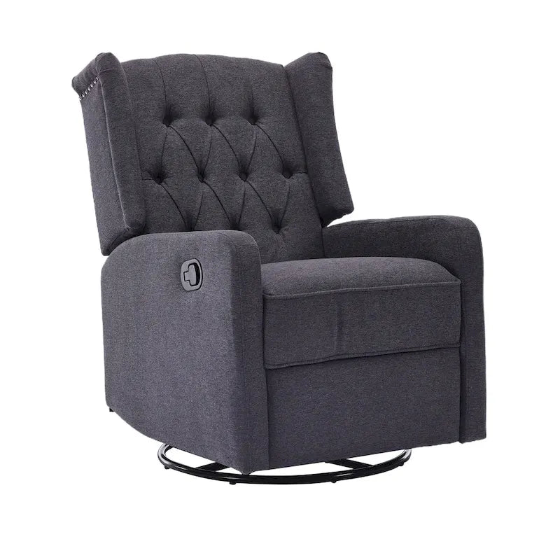 Fauteuil inclinable berçant pivotant à 360° avec repose-pieds, gris foncé / blanc / café / vert olive / beige, 1 personne