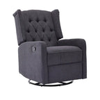 Fauteuil inclinable berçant pivotant à 360° avec repose-pieds, gris foncé / blanc / café / vert olive / beige, 1 personne