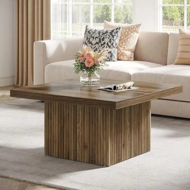 Table basse carrée, Marron, Style moderne du milieu du siècle, Salon 1-2 personnes