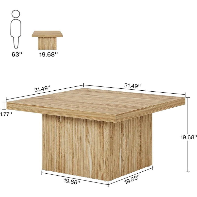 Table basse carrée, Marron, Style moderne du milieu du siècle, Salon 1-2 personnes