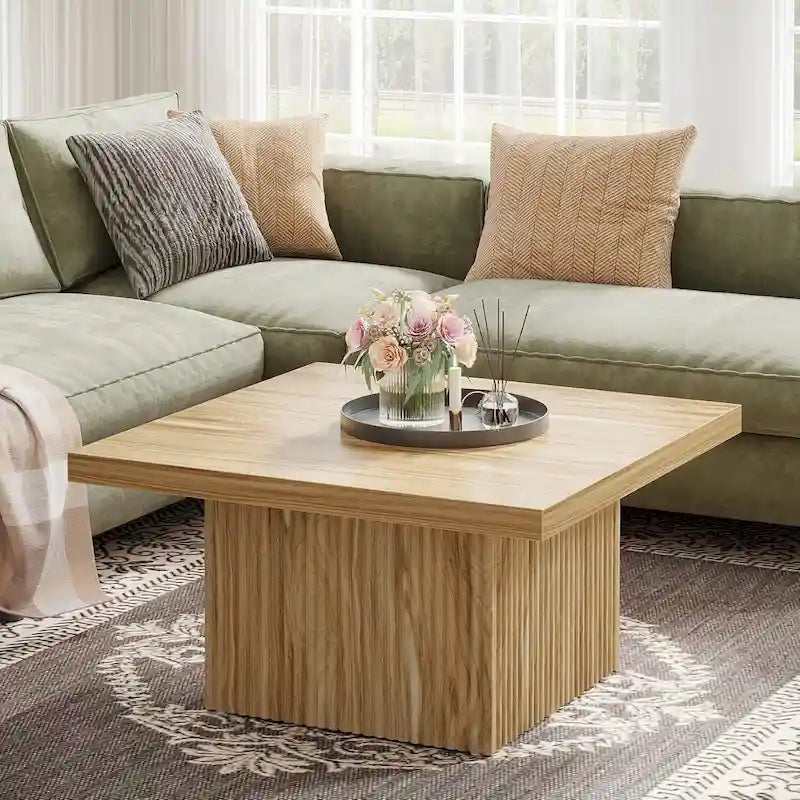 Table basse carrée, Marron, Style moderne du milieu du siècle, Salon 1-2 personnes