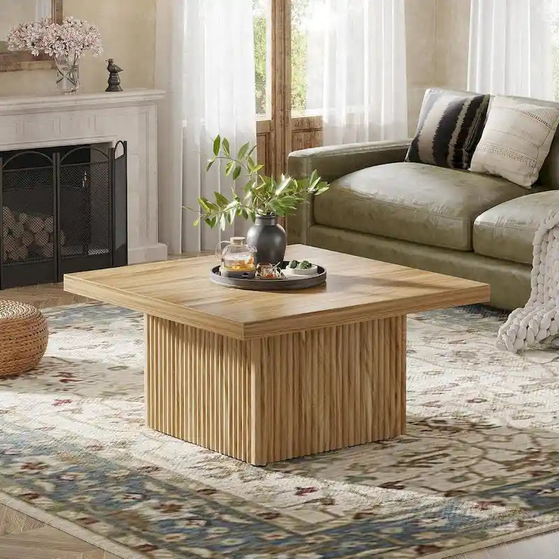 Table basse carrée, Marron, Style moderne du milieu du siècle, Salon 1-2 personnes