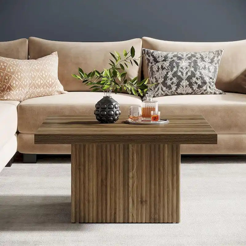Table basse carrée, Marron, Style moderne du milieu du siècle, Salon 1-2 personnes