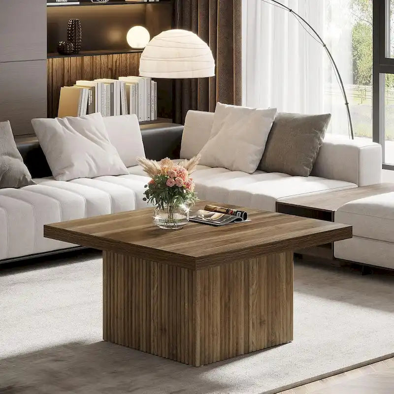 Table basse carrée, Marron, Style moderne du milieu du siècle, Salon 1-2 personnes